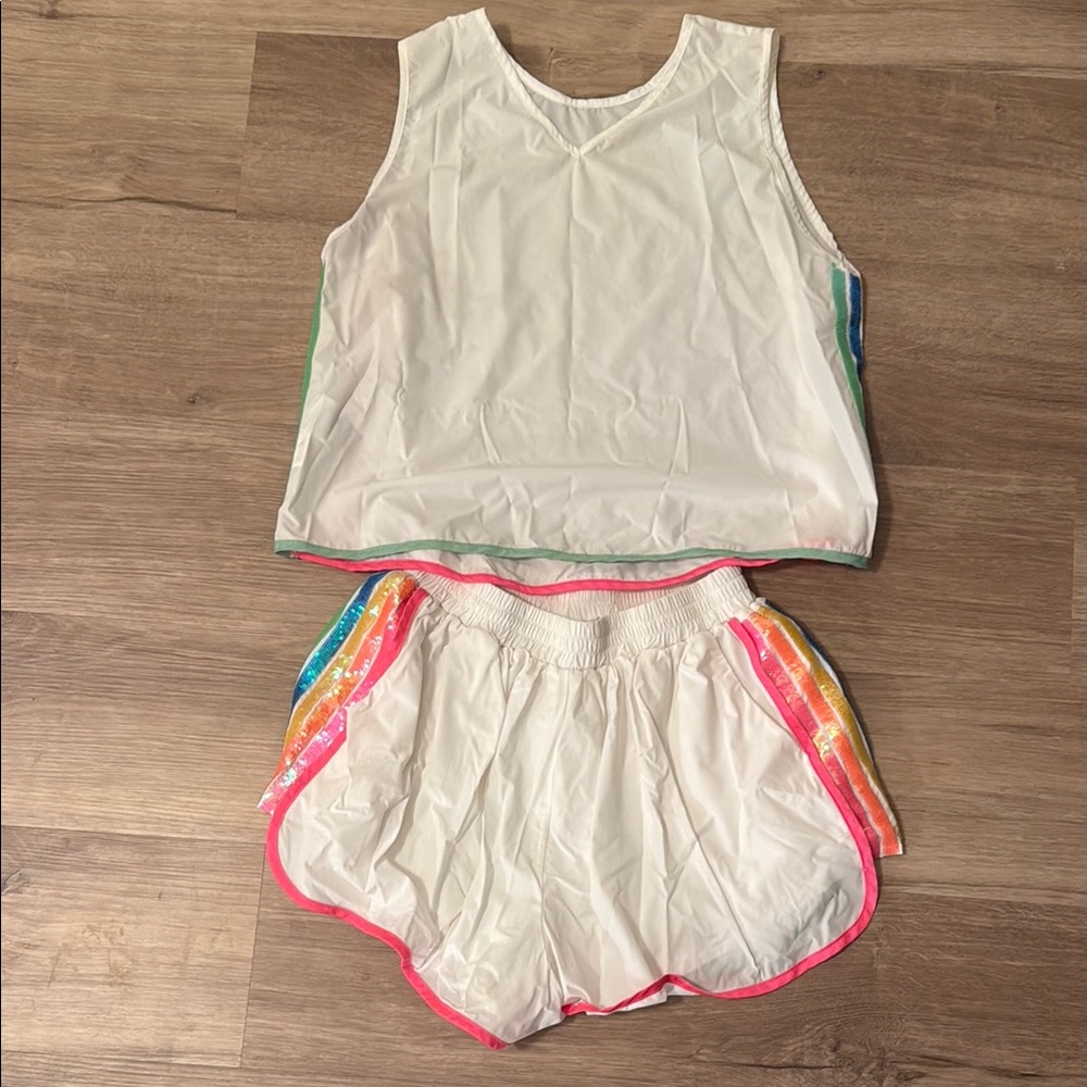Queen of Sparkles Tank Top and Shorts Set with Rainbow Trim